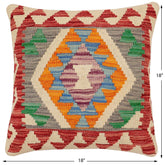 handmade Traditional Pillow Red Blue Hand-Woven SQUARE 100% WOOL Hand woven turkish pillow2' x 2'